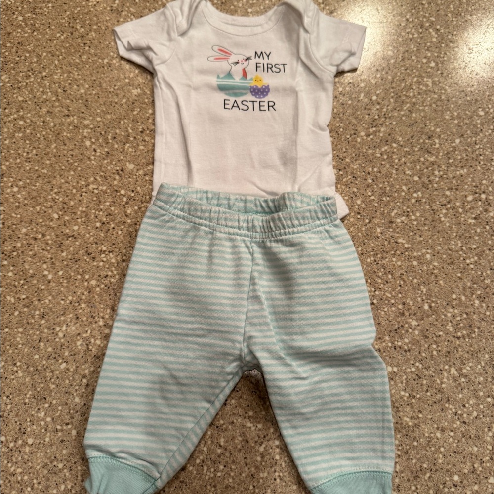 Baby Easter Outfit with Striped Pants